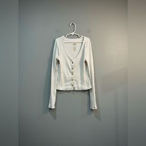 Girls’ Cream SO Ribbed Button Down Top Size L (10-12) EUC